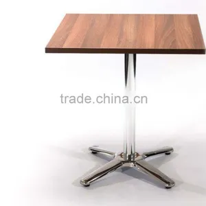 Small Wood Table Top Stainless Steel Base Restaurant Dining Table Set thumbnail-1