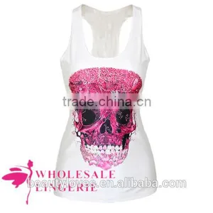 3D Pinky Skull Printed Summer Tank Top for Women, Women Summer Printed Vests thumbnail-1