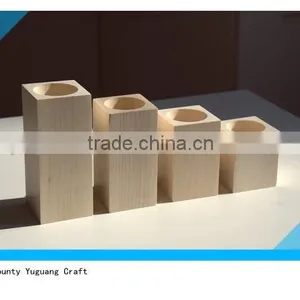 Set of 4 Wooden Candlesticks, Unfinished Items thumbnail-1