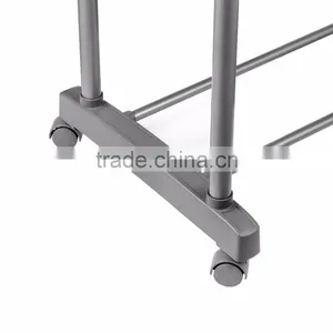 Heavy Duty Double Rail Adjustable Telescopic Rolling Clothing Garment Rack thumbnail-5