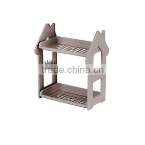 2-Shelf Shelving Unit Plastic Bathroom Shelf With Two Layers Organizer thumbnail-1