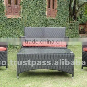 Rattan Sofa and Table and Stool thumbnail-1