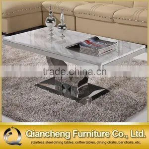 Hot Sell Marble Siver Stainless Steel Coffee Table thumbnail-1