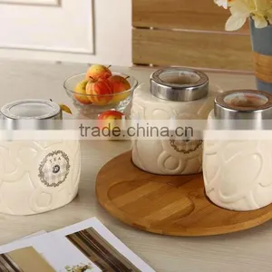 Ceramic Canister Set With Tray thumbnail-2