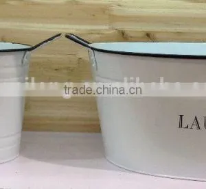 Galvanized Metal Laundry Bucket thumbnail-1