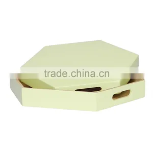 Hexagon Colored Lacquer Serving Tray, Spun Bamboo Tray thumbnail-4
