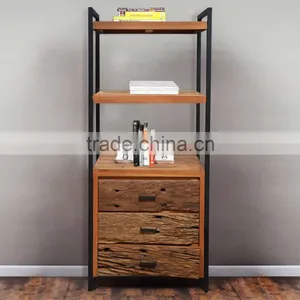 Book Rack 3 Drawers Rustic Industrial Furniture thumbnail-1