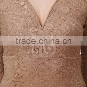 Sexy Women V-neck Cutout Back Side Split Slim Lace Maxi Dress Wholesale thumbnail-6