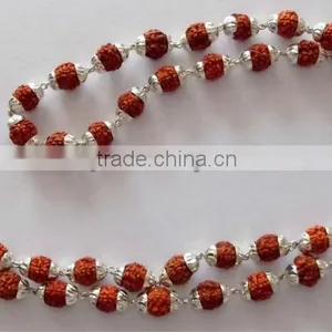 5 Mukhi Rudraksha Mala SILVER CAP thumbnail-1