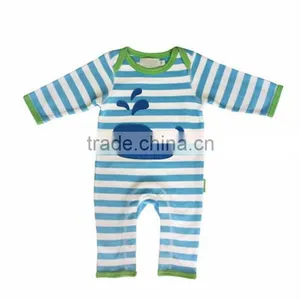 High Quality British Style Applique Whale Baby Girls Soft 100% Cotton Jumpsuit thumbnail-1