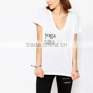 2015 Best Selling White v Neck Yoga t Shirt. thumbnail-1