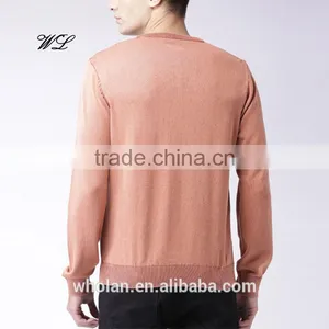 Custom Knitted Man Fitted Sweater Plain Bright Colored Sweaters Knit Fabric thumbnail-2