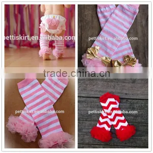 Cute Baby Toddler Stripes Winter Leg Warmer 100% Cotton Newborn Lace Leggings thumbnail-1