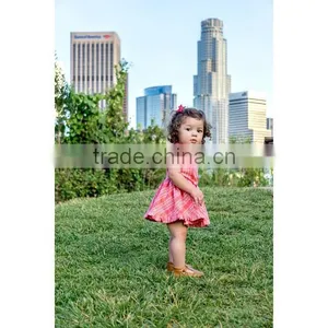 Elastic Waist Girl Child Dress Back Zipper Girls Party Dresses Detached Baby Bloomers thumbnail-2