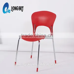 LS-4013 High Quality Wholesale PP Stacking Plastic Chair for Sale Plastic Dining Chair With Metal Legs thumbnail-1