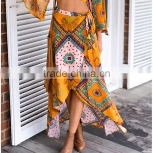 Walson 2017 Hot Selling American Style Printed Asymmetric Casual Midi Skirt thumbnail-1