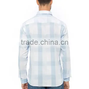 Blue Check Skinny Long Sleeve Buttoned Mens Casual Shirt thumbnail-2
