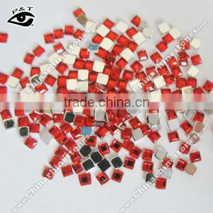 Acrylic Rhinestone Flat Back Square Shape Red Color for Nail Dress Craft Decoration thumbnail-1