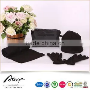 2015 New Design Anti-pilling Fleece Solid Hat Scarf and Glove Set thumbnail-1