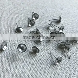 8mm Stainless Steel DIY Stud Earrings Accessories Jewelry Making Findings Crossed Bowl-Shape Post Finding for Pearls Ball Bead thumbnail-2