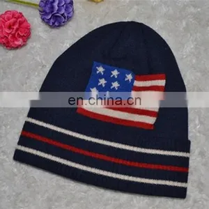 Winter Hat American Flag Acrylic Beanie thumbnail-2