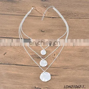 Three Layers Worn Silver/ Gold Oxide Disc Necklaces thumbnail-2