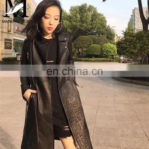 Wholesale New Product Sheep Skin Leather Coats Fashion Genuine Long Leather Coat thumbnail-1