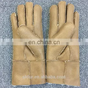 High Quality Fur-lined Winter Genuine Sheepskin Leather Gloves for Women thumbnail-1