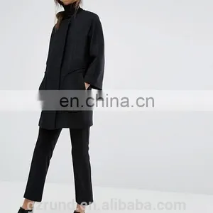 Autumn Winter Hot Sale Black Cool Fashion Women Coat, French Connection Harbour Cocoon Coat thumbnail-2