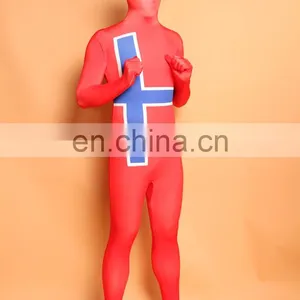 Red Blue Sweden Flag Spandex Zentai Suits Unisex Costume thumbnail-2