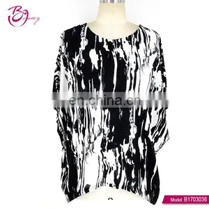 O-Neck Asymmetric Hem Fashion Plus Size Ladies Blouses Tops thumbnail-3