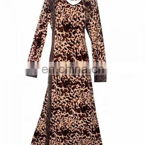 Women's Lycra (Stretchable) Animal Printed & Golden Stone Work Burqa / Casual Wear Fashionable Cheetah Print Bukha thumbnail-1