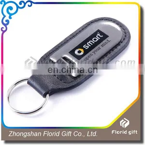 Company Anniversary Gifts PU Leather Metal Keychain Leather Fob With Custom Logo thumbnail-4