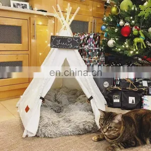 New Design Colorful Pet Teepee Tent Portable Dog House Washable Canvas Dog Tent thumbnail-5