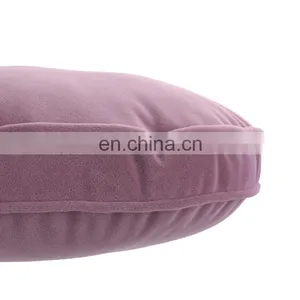 Round Comfortable Soft Taro Solid Color Purple Sofa Decorative Pillow Chair Cushion With Piping thumbnail-6