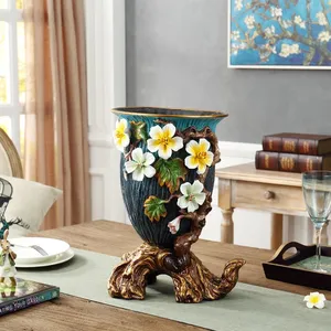Hand Made European Color Paint Creative Retro Table Ceramic Vase For Living Room Decor thumbnail-1