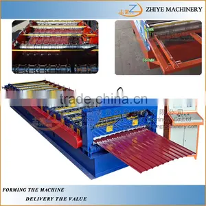 Aluminium Roofing Tiles Cold Making Machine/Trade Assurance 850 Corrugated Iron Roof Tile Roll Forming Machine thumbnail-1