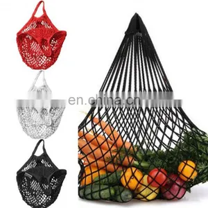 Mesh Canvas Tote Grocery Cotton Hand Bag With Short Handle thumbnail-1
