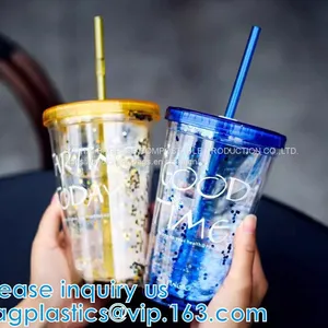 U Shaped Creative Disposable Plastic Cup Transparent Beverage Juice Coffee Tea Takeaway Packaging Cups With Lid thumbnail-1