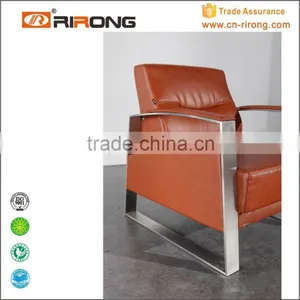 Modern Metal Armrest Design Italy Leather Office Sofa thumbnail-6