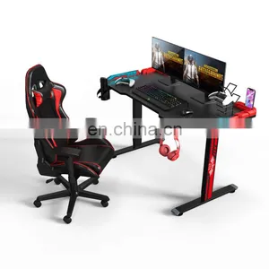 Best Selling Gaming Table With LED Lights PC Laptop Computer Elctronic Height Adjustable Gaming Desk thumbnail-3