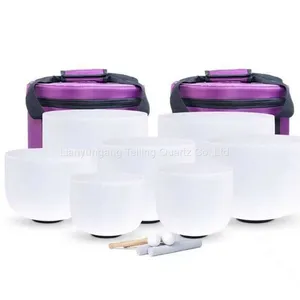 Meditation Therapy Chakra Quartz Glass Crucible Singing Bowl Set thumbnail-5