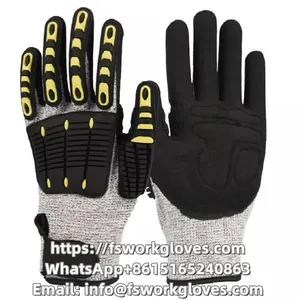 Cut and Impact Resistant UHMWPE(HPPE) Liner Nitrile Sandy Coated TPR Anti Impact Gloves Anti Vibration Gloves thumbnail-2