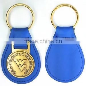 Metal Anti-bronzed Keychain With Leather thumbnail-1