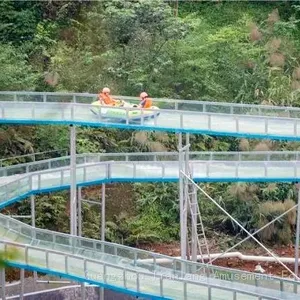 Scenic Area Large Glass Water Slide Net Red Project Outdoor Amusement Equipment Transparent High-altitude Rafting Manufacturers Customized thumbnail-2