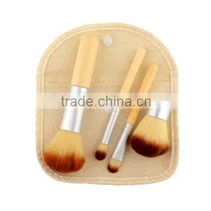 4pcs Private Logo Bamboo Handle Makeup Brush Kit Powder Brush Foundation Brush With Punch thumbnail-1