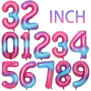 Multicolor 16 32 40 Inch Ballon Helium Birthday Globo Party Decoration Large Mylar Gold Silver Balloon Foil Number Balloons thumbnail-3