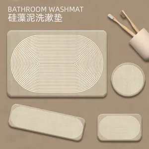 Bathroom Accessories Highly Absorbent Quick Dry Wabi Sabi Style Diatomite Stone Bath Mat Set thumbnail-1