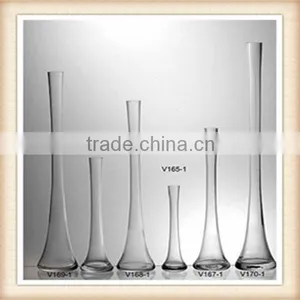 Tall Clear Glass Flower Shaped Vases Cheap thumbnail-1