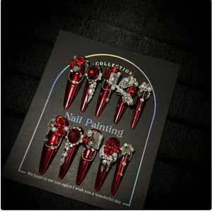 Luxury Leopard Print Press-on Nails With Crystal Accents for Elegant Style thumbnail-4